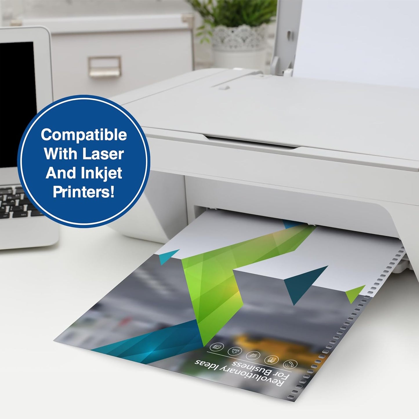 PrintWorks Professional Pre-Punched Spiral Binding Paper - 44-Hole (4:1 Pitch Hole Punch) - Book Binding Printer Paper - Made in the USA - 500 Sheets - 8.5" x 11" - 24 lb - 92 Bright White (04147)