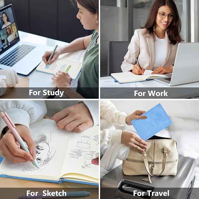 PERCUN Lined Journal Notebook for Men & Women, 160 Pages College Ruled Journal for Writing, A5 Hardcover Leather Notebooks for Work, School, Business, Travel, Daily Diary 5.9" x 8.5" - Blue