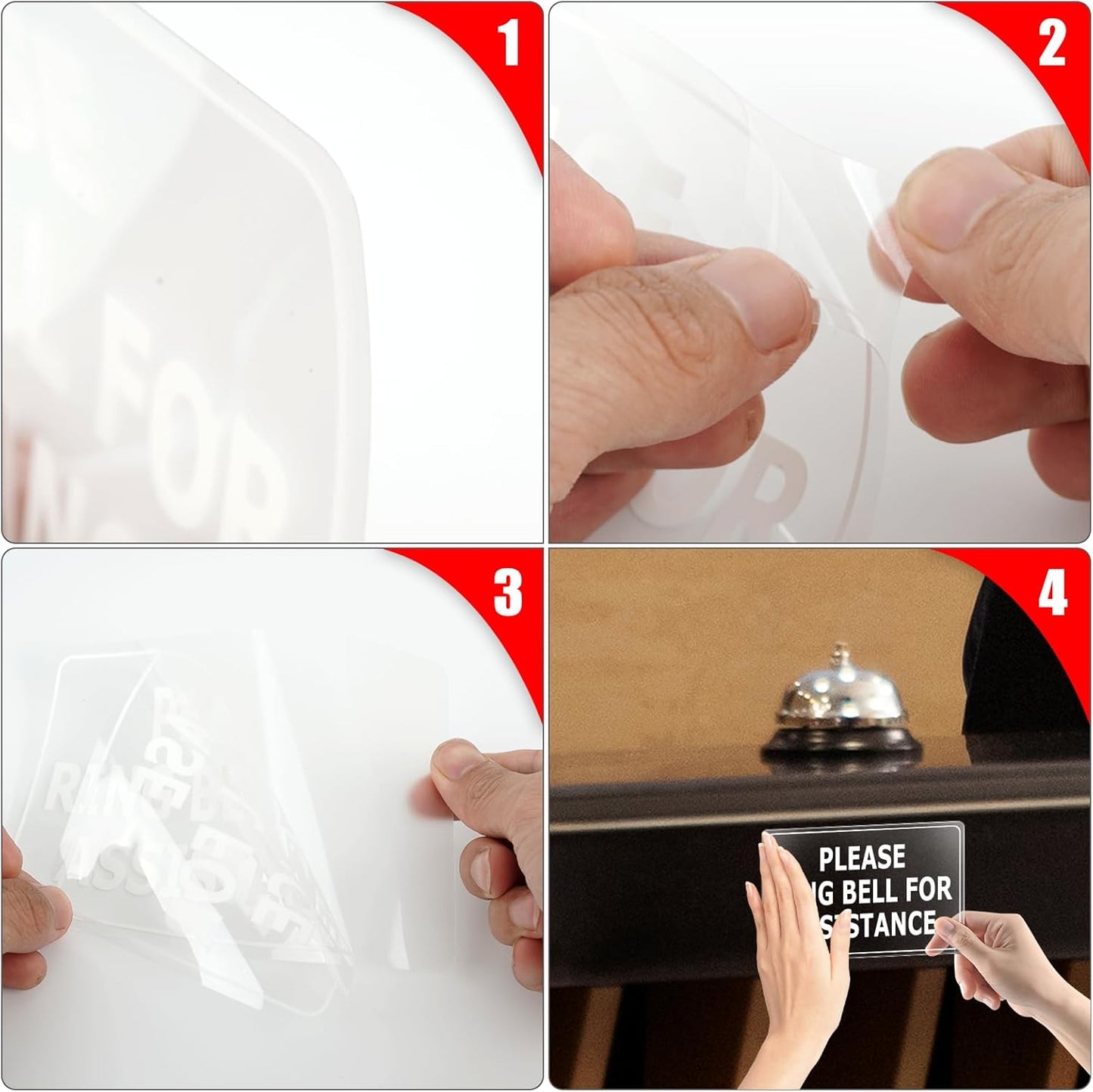 Please Ring Bell for Assistance Stickers 6 × 4 Inches Vinyl Removable Desk Service Self Adhesive Decals Hotel Reception Area Cling Wall or Door Sign Office Window 10 Pack