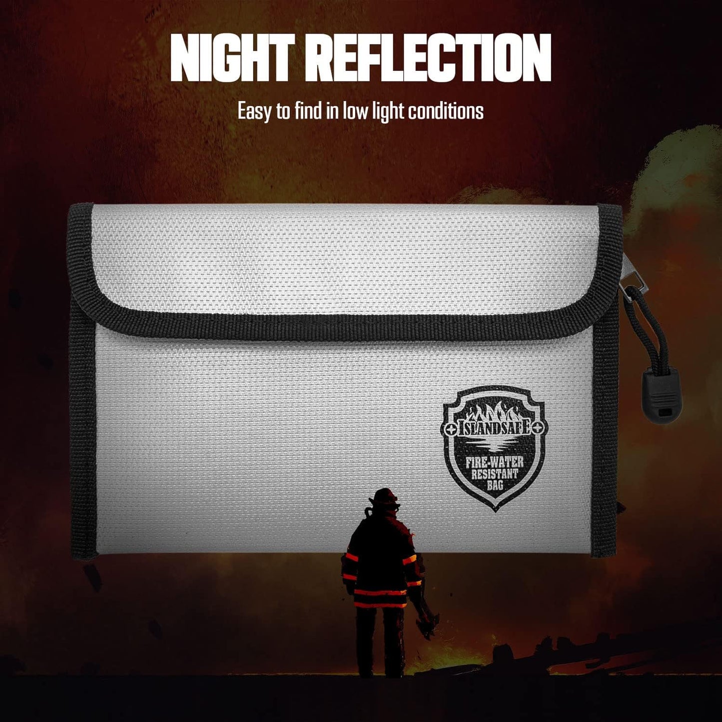 Fireproof Document Bag (5x8 inch), 2Pack Waterproof Money Bag Pocket with Zipper Closure, Storage Pouch for Valuables, A4 A5 Document File, Cash, Credit Card, Passport (2Pack, Grey)