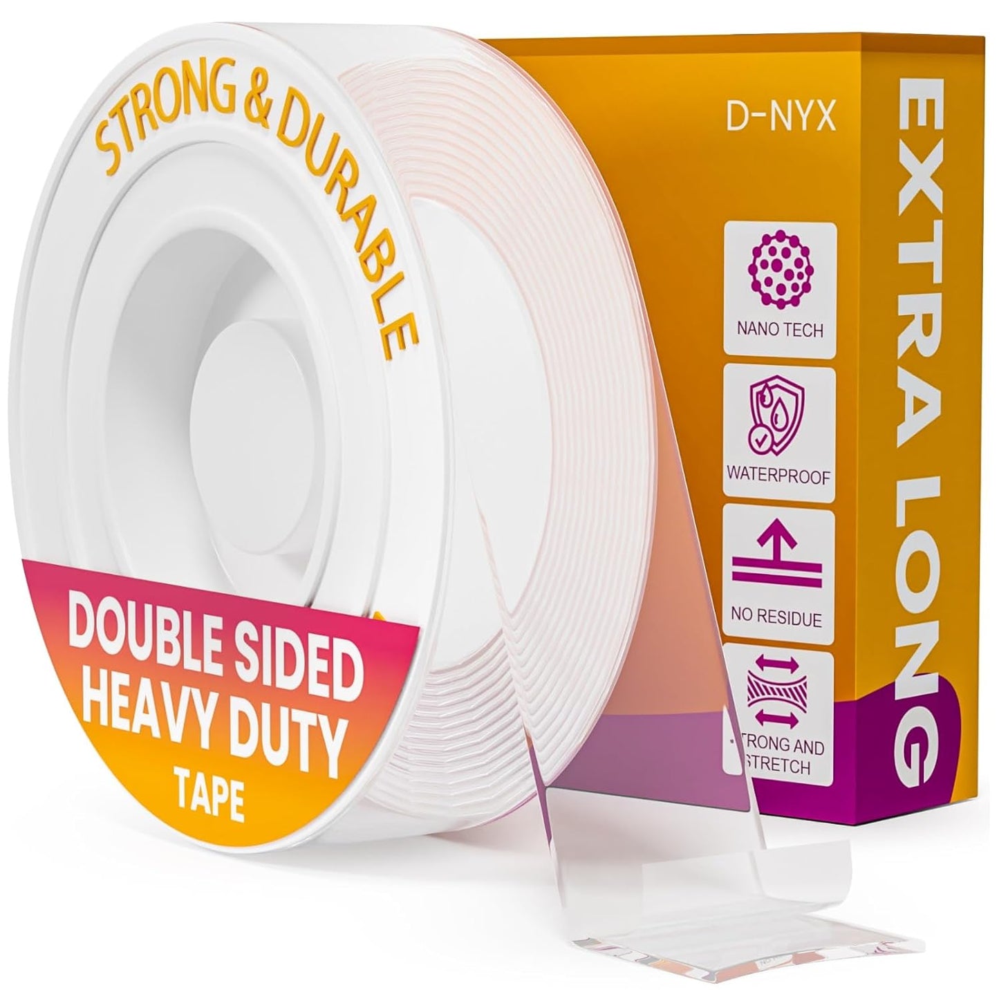 Heavy Duty Double Sided Tape - Extra Large Nano Double Sided Adhesive Tape 1.18 inch Wide Removable Wall Tape Sticky Poster Tape Decor Carpet Tape, Clear Mounting Tape Picture Hanging Strips 9.85ft