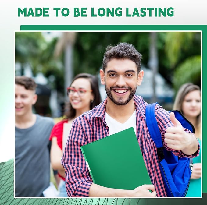 Henoyso 16 Pcs 3 Ring Binder 1/2'' Round Fits Letter Size 8. 5'' x 11'' Paper Plastic Flexible Binder Holds 100 Sheets with 1 Pockets Versatile Organizer for Office Home School (Green)