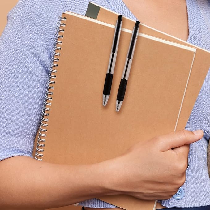 Inc. ClipClicks Retractable Ballpoint Pens - Bulk 1.0-mm Medium-Point Pen Set With Comfort Grip for School, Office, Writing, and Journaling, 75 Count, Black