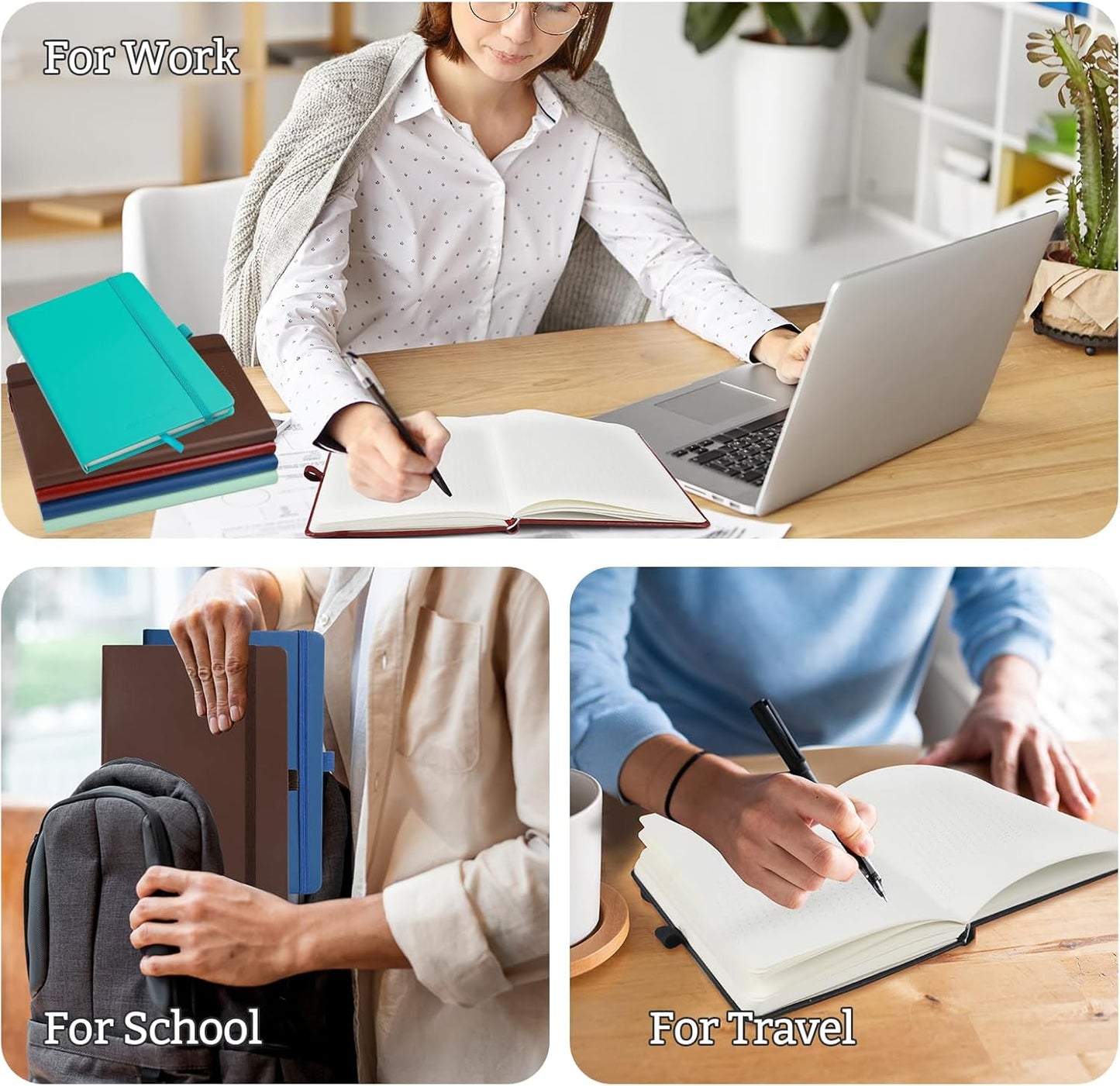 2Pack Bullet Dotted Hardcover Journal Notebook, A5 140 Pages 120Gsm Thick Paper for School,Note Taking,Work,Diary,5.7"*8.3",Turquoise