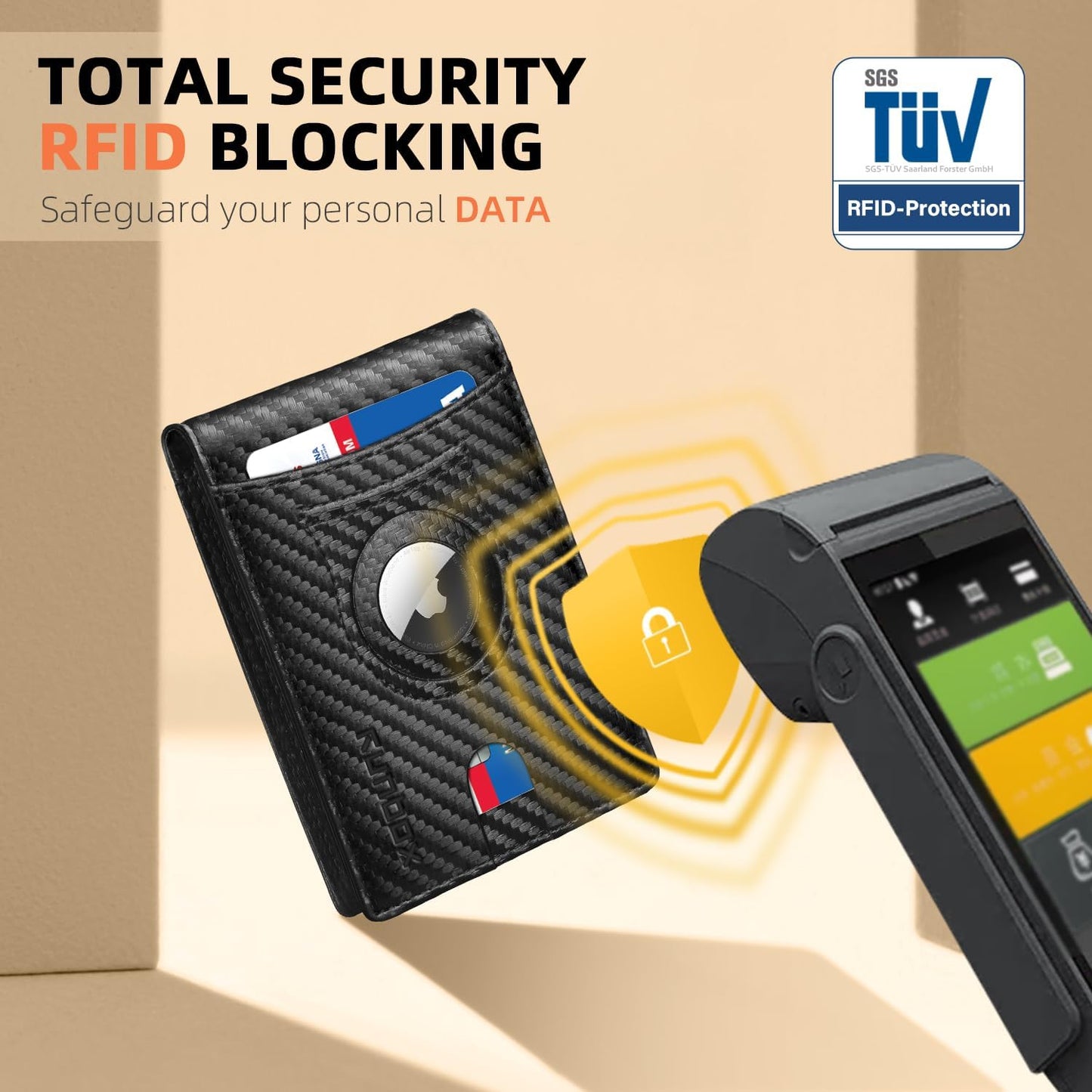 RUNBOX AirTag-Wallet-Mens-Slim-RFID Blocking Wallets Leather with Bill Compartment Air Tag Bifold Card Holder Wallet Gifts for Men Dad