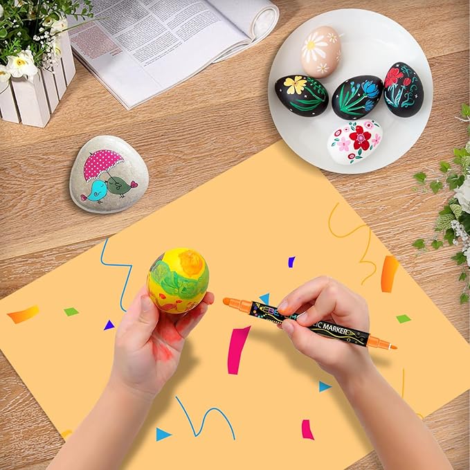 Betem 24 Colors Dual Tip Acrylic Paint Pens Markers, Premium Acrylic Paint Pens for Wood, Canvas, Stone, Rock Painting, Glass, Ceramic Surfaces, DIY Crafts Making Art Supplies