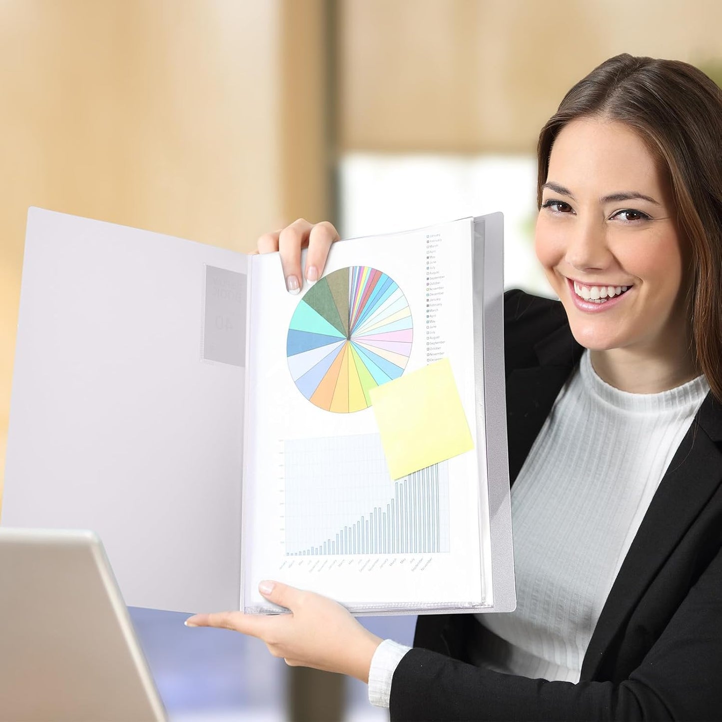 Marspark 6 Pcs Binder with Plastic Sleeves Large 8.5" x 11" Display Presentation Book 40 Pocket 80 Pages Art Portfolio Folder Clear Sheet Protector for Photo Document (White)