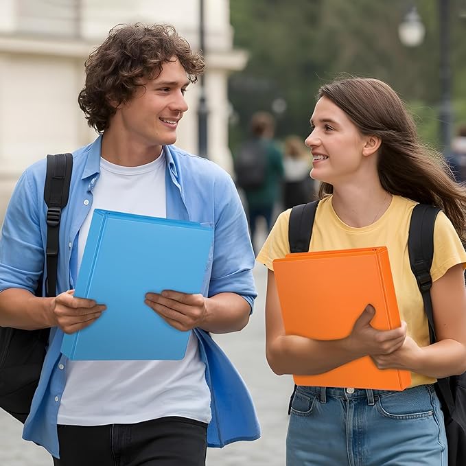 ViVin Sturdy 1.5 Inch 3 Ring Binder with Pockets, Slant-D Ring, PVC-Free, Customizable Clear View Binder,Holds 350 Sheets of 8.5" x 11" Paper, 6 Pack (Assorted)