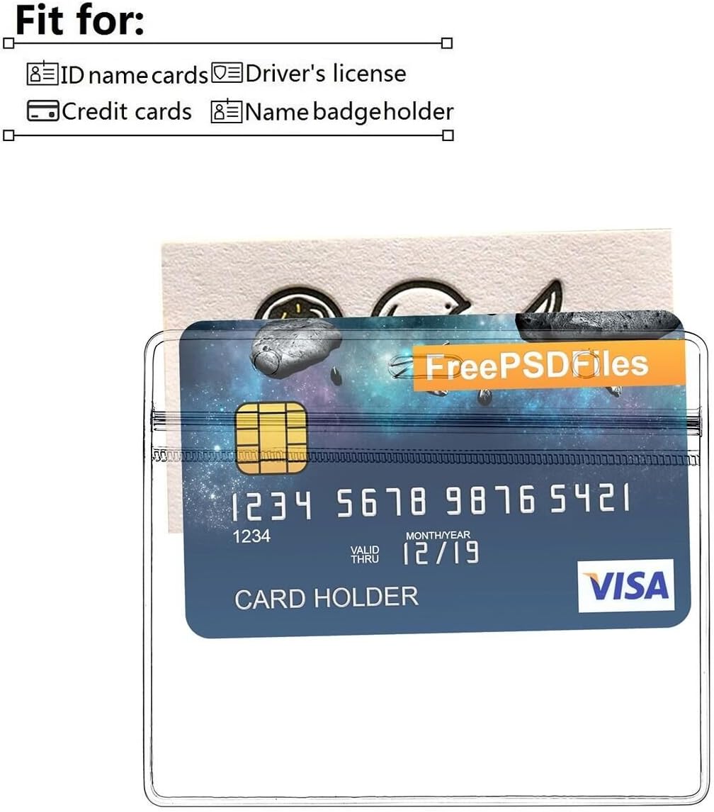 ID Badge Holder with Clip Clear Plastic Name Tag Holders Horizontal Ziplock Waterproof PVC ID Card Holder with Clip Straps(25 Pack, Horizontal 2.3X3.5)