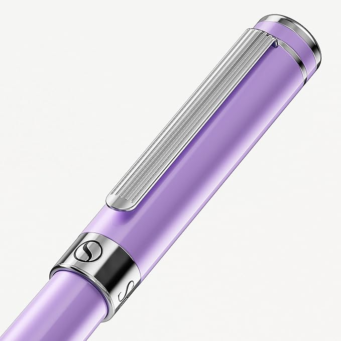 Scriveiner Lavender Rollerball Pen - Stunning Luxury Pen With Chrome Finish, Schmidt Ink Refill, Best Roller Ball Gift Set for Men & Women, Professional, Executive Office, Nice Pens