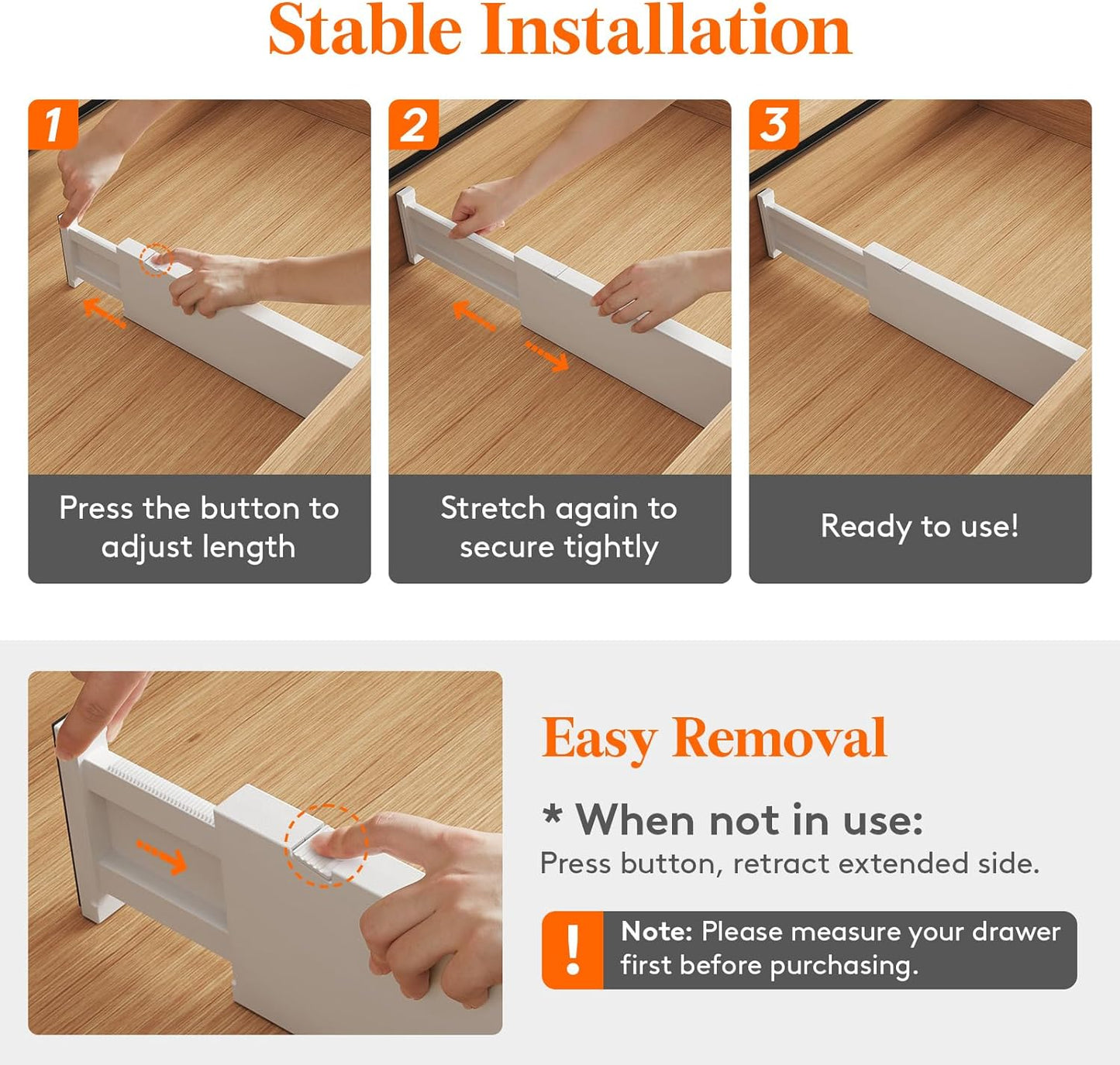 Lifewit 8 Pack Drawer Dividers Plastic 4" High, 13.5-22" Adjustable Drawer Organizers for Clothes, Expandable Dresser Separators in Bedroom/Bathroom/Kitchen/Fridge/Office Organization and Storage