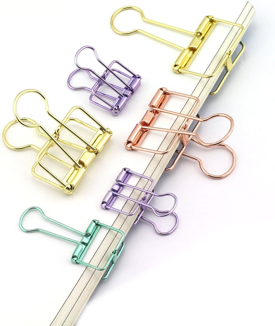 40-Pack Multi-purpose Metal Wire Binder Clip Set,20pcs 2.25 Inch & 20pcs 1.57 Inch Paper Metal Clips,for Home Office Supplier School Accessories - Gold