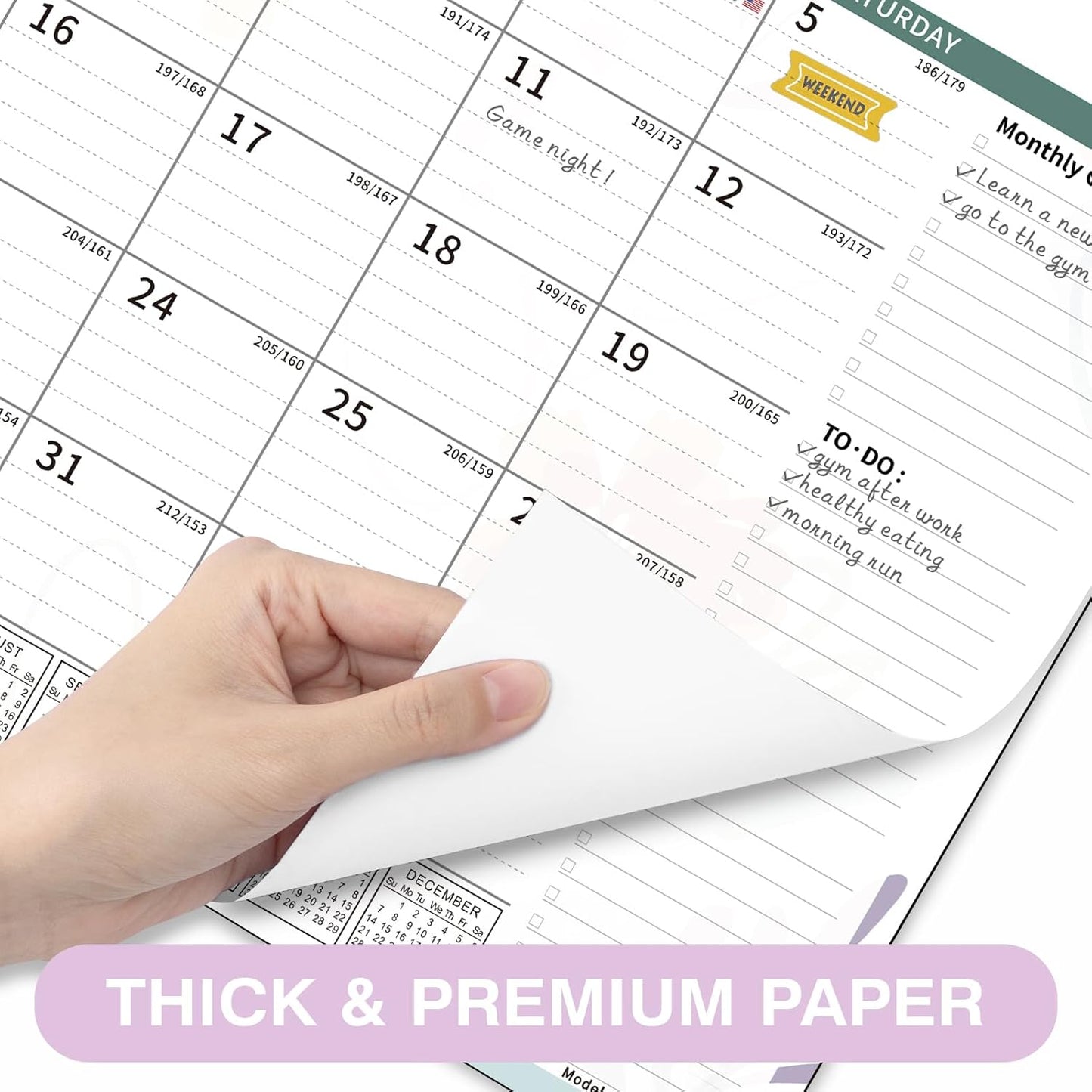 Ospelelf Desk Calendar 2025-2026, Magnetic Fridge Wall Calendar, 18 Month Monthly Large 17" X 12" Calendar Planner with Plastic Cover, July 2025 to December 2026 Floral