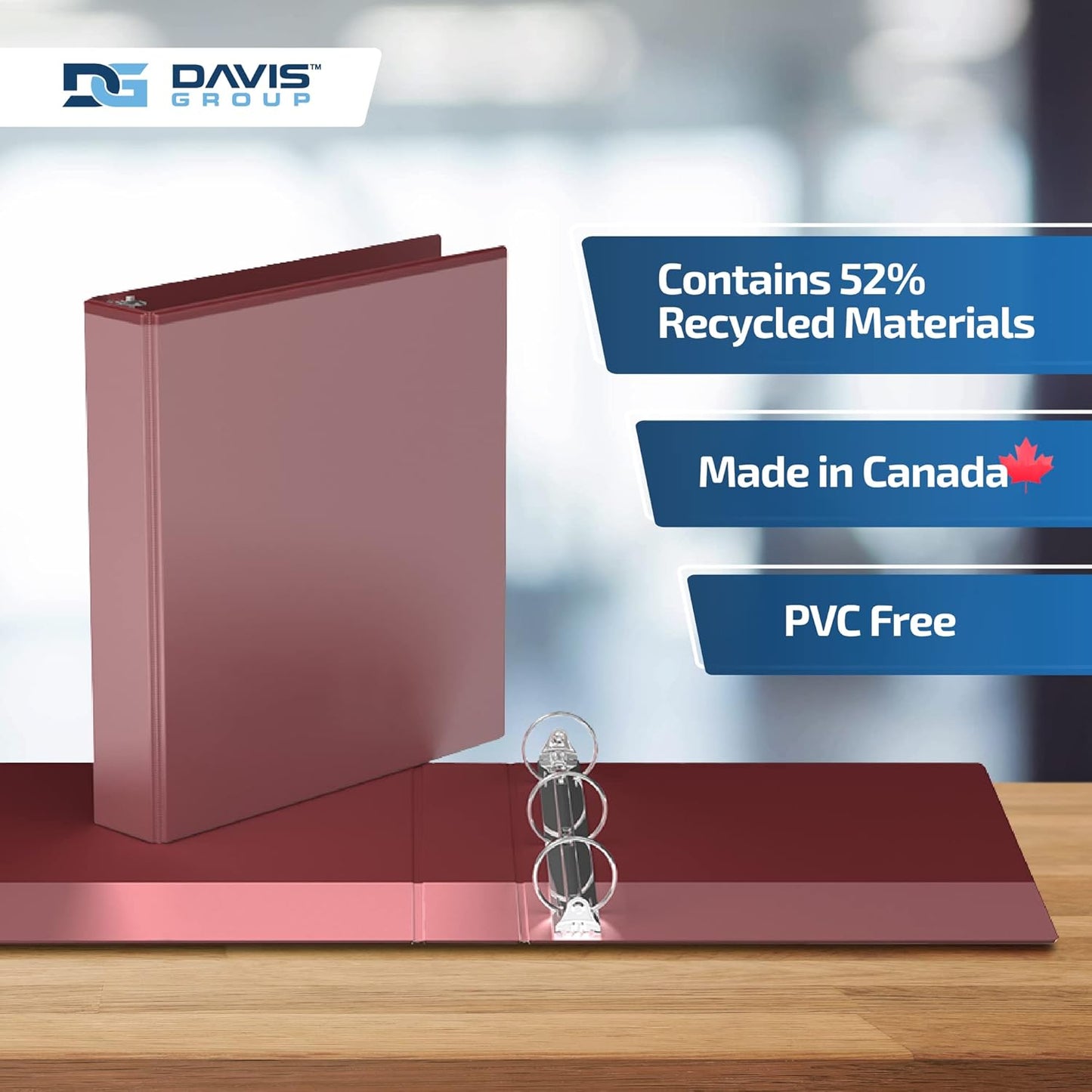 Easyview Premium 3-Ring Binders with Clear-View Covers and Round Rings, Binders for School or Office, 1.5 Inch, Pack of 6, Burgundy