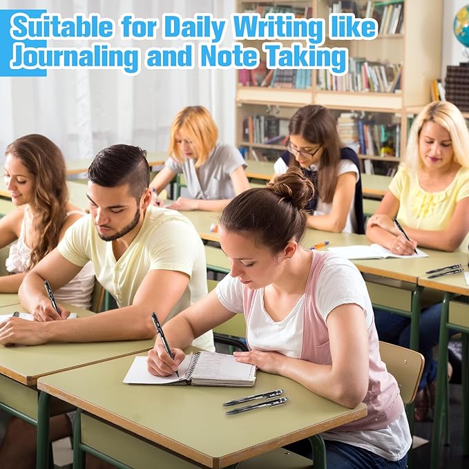 150 Pack Black Ballpoint Pens Bulk 1.0mm Ink Medium Point Retractable Rollerball Pens Smooth Writing Quick Dry No Smudge for Office, School, Journaling Medium Tip Ball Pen Set