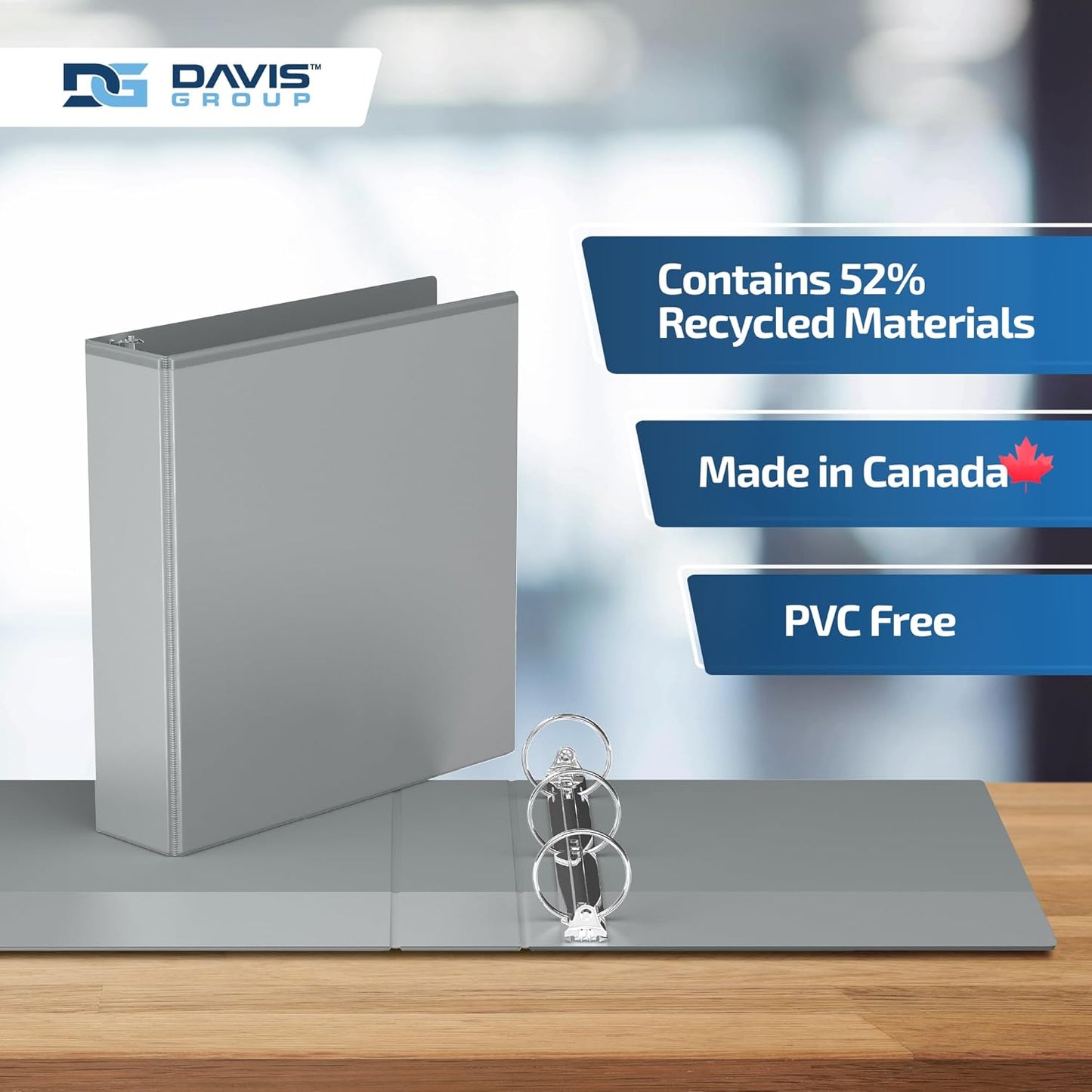 Easyview Premium 3-Ring Binders with Clear-View Covers and Round Rings, Binders for School or Office, 2 Inch, Pack of 6, Gray