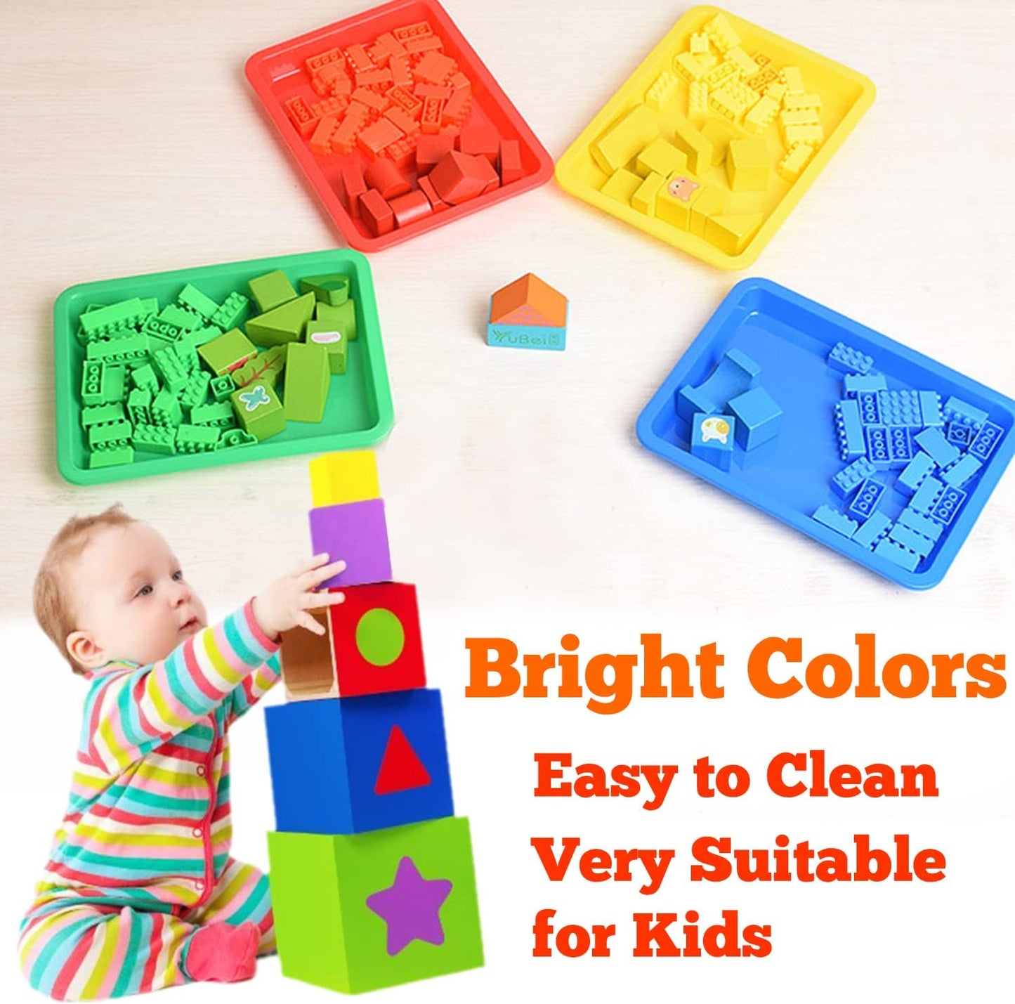 12 Pack Activity Plastic Art Trays,Multicolor Plastic Art Trays,Serving Tray for Art and Crafts,DIY Projects,Painting,4 Color