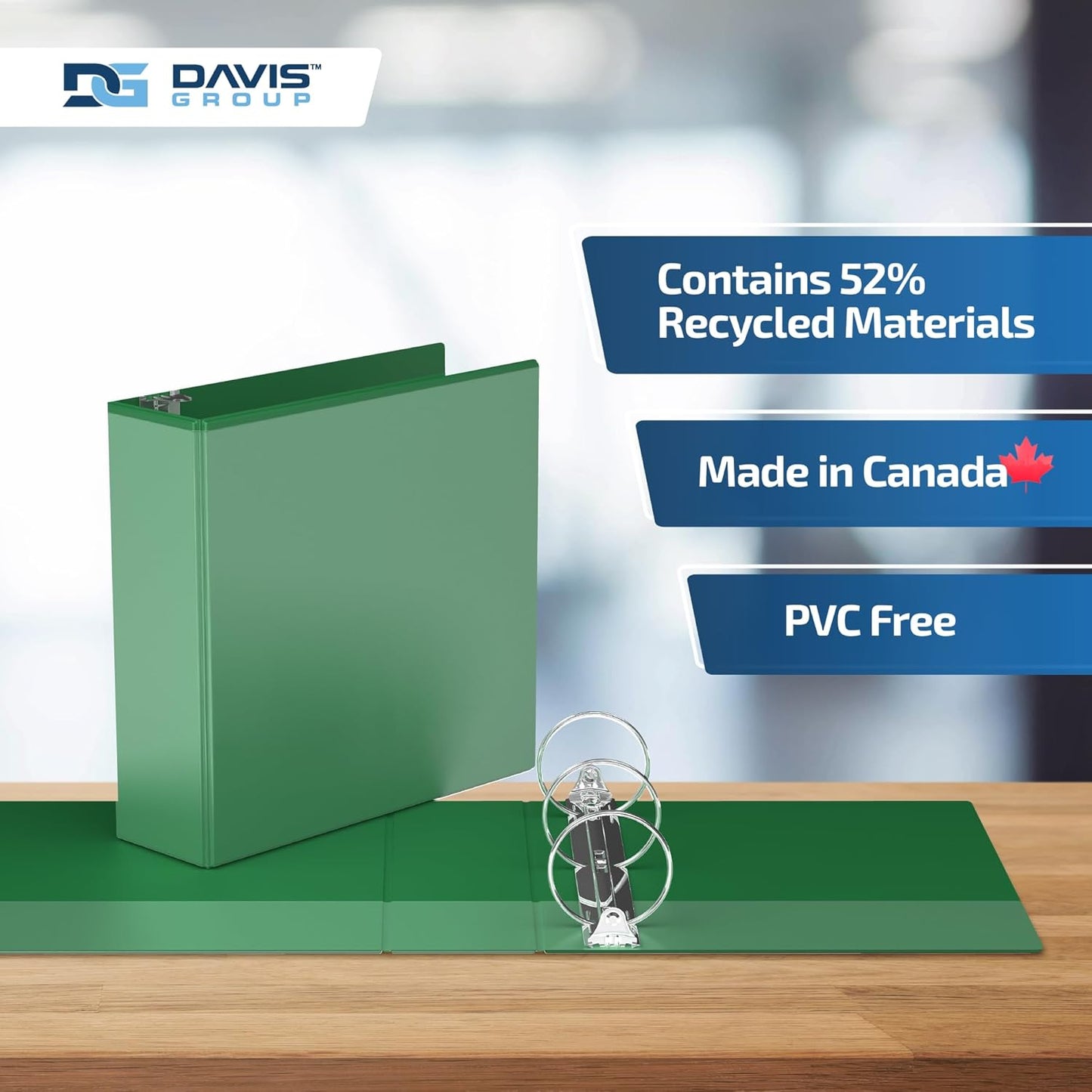 Easyview Premium 3-Ring Binders with Clear-View Covers and Round Rings, Binders for School or Office, 3 Inch, Pack of 6, Green