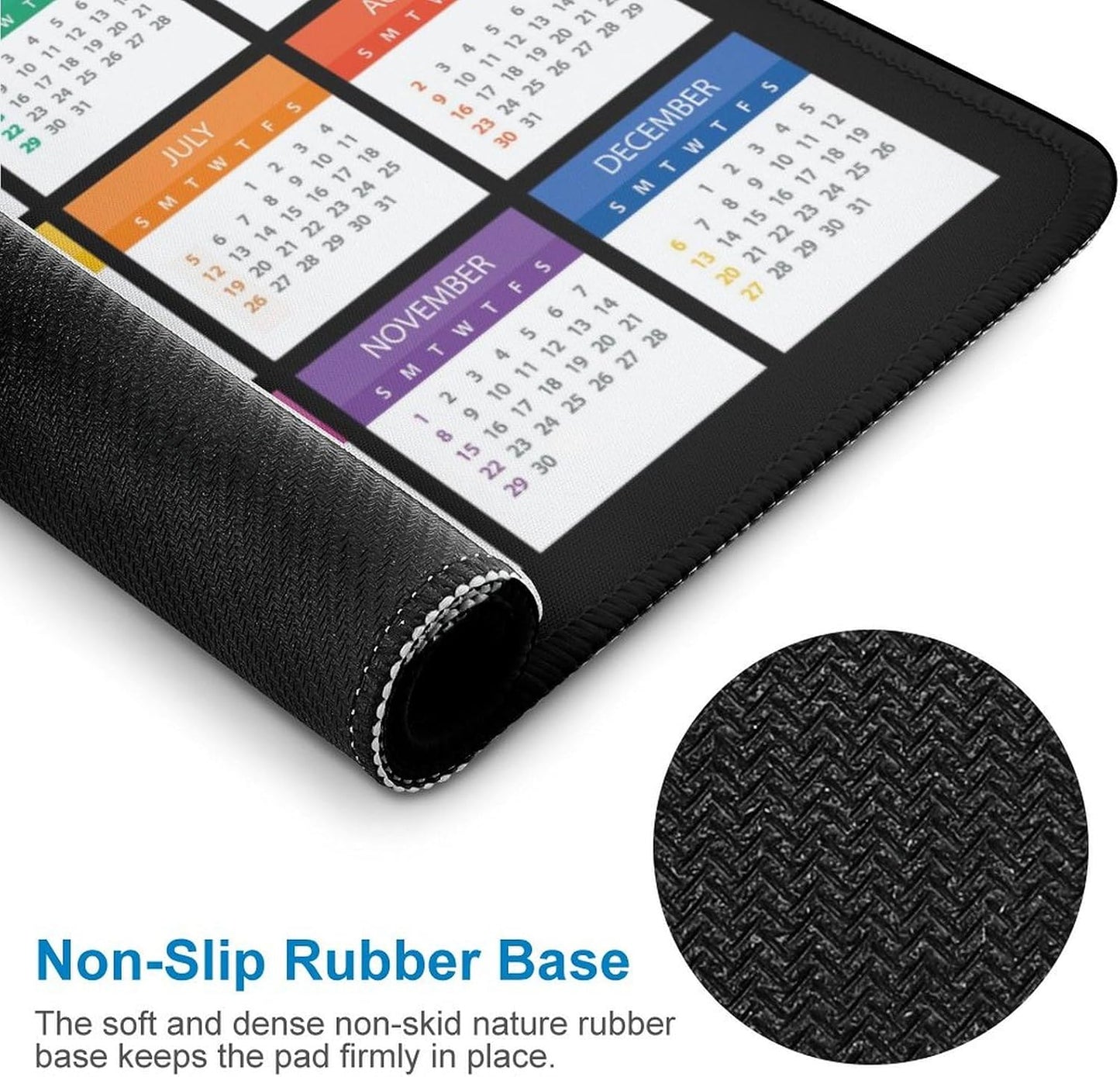 Mouse Pad 2026 Calendar Stitched Edge,Computer Mouse Pads Calendars Non-Slip Rubber Desk Mat Mousepad Gaming Office Keyboard Mat (9.45x7.87 in) (Color)