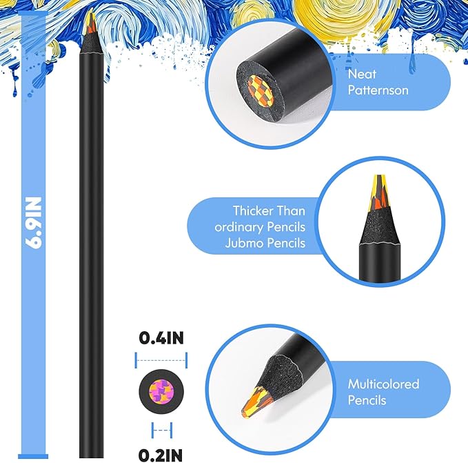 School Supplies for Teachers, 12 Color Rainbow Pencils Colored Pencils for Kid, Drawing School Supplies Fun Art Teen Girl Gifts Trendy Stuff, Art Supplies Stocking Stuffers for Kids