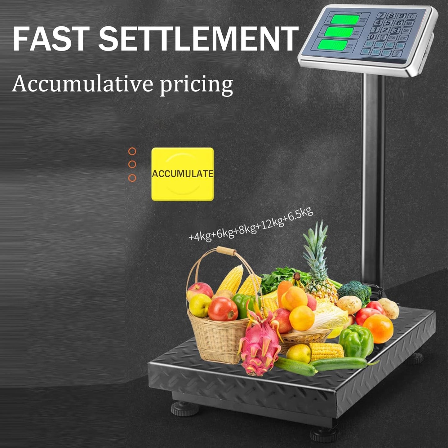 660lb Industrial Floor Platform Scale with 90°-135° Rotate Double Sided Display Weight Computing Digital Scale Platform Scale LB/KG for Luggage Shipping Package Computing