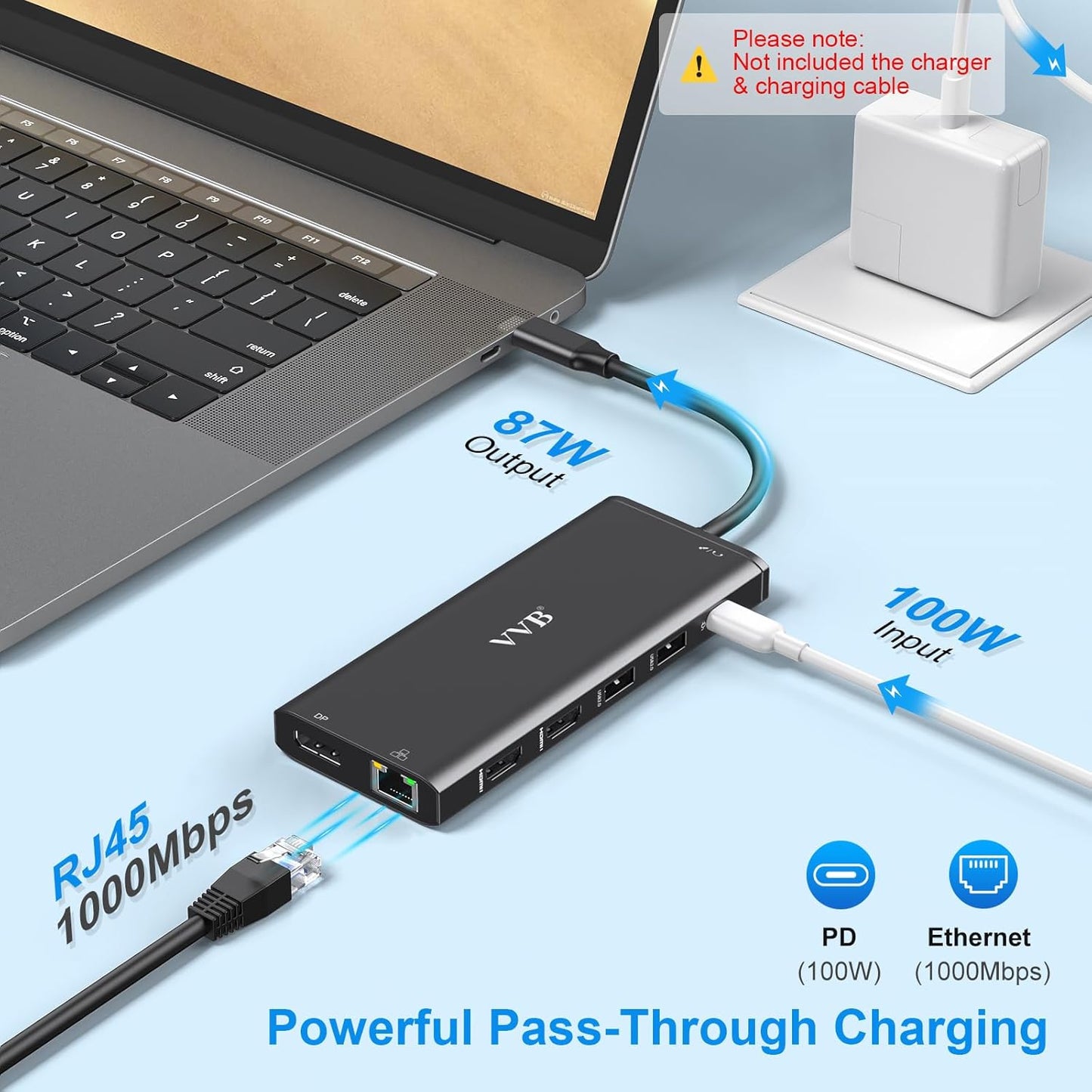Docking Station Dual Monitor HDMI for Dell/Lenovo/HP Laptop Docking Station USB C Hub Multiport Adapter Dongle Dock USB C to 2 HDMI 4K+DisplayPort+Ethernet+4USB+2USB C+100W PD Charger+SD/TF+Audio