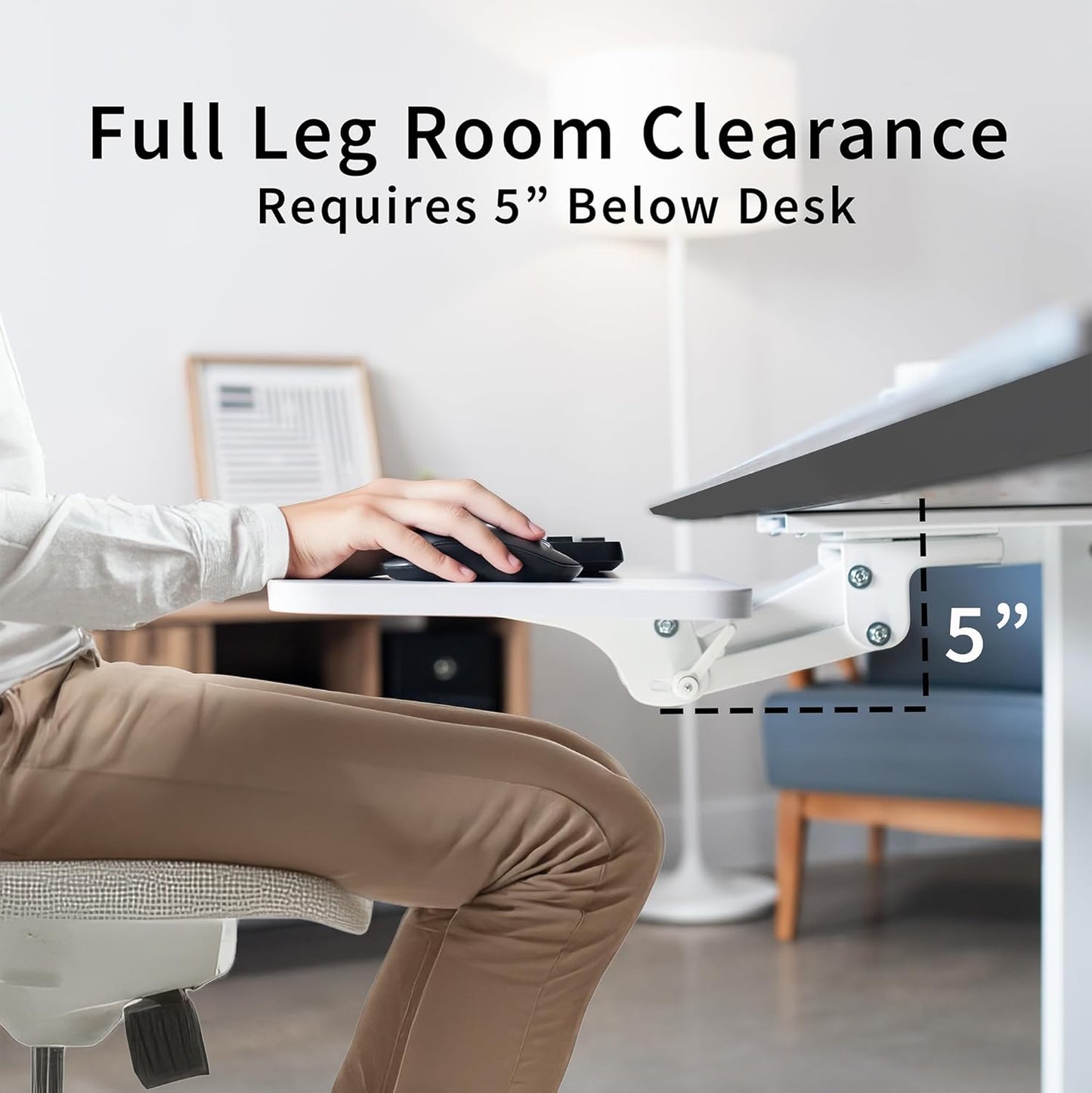 VIVO Adjustable 25 x 10 inch Computer Keyboard and Mouse Platform Tray Ergonomic Under Table Desk Mount Drawer Underdesk Shelf, White, MOUNT-KB03W