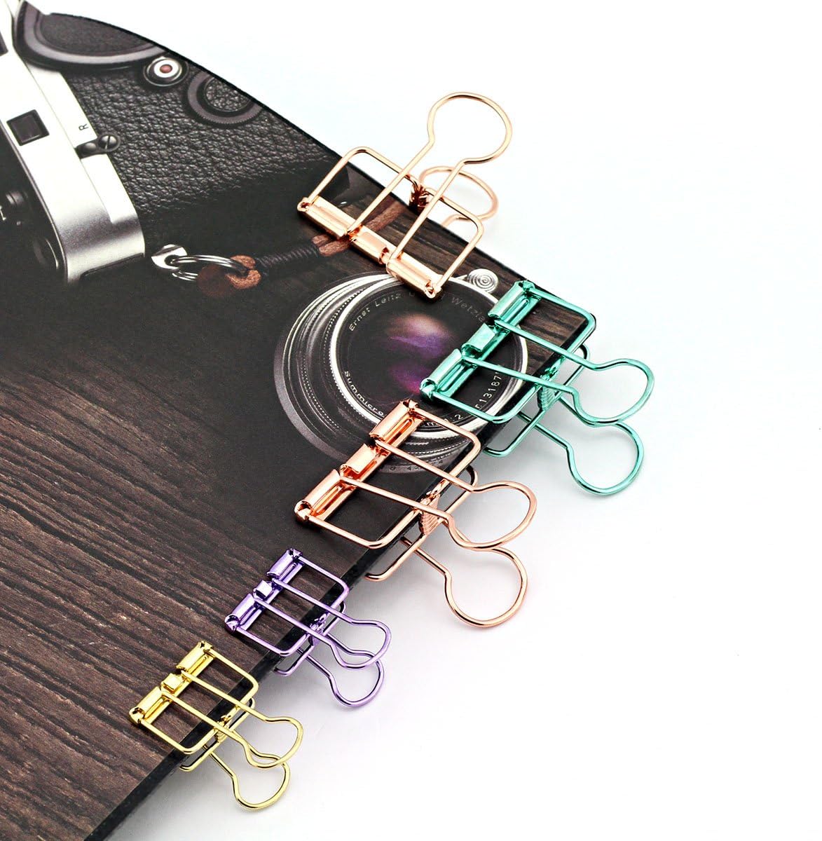 40-Pack Multi-purpose Metal Wire Binder Clip Set,20pcs 2.25 Inch & 20pcs 1.57 Inch Paper Metal Clips,for Home Office Supplier School Accessories - Rose Gold