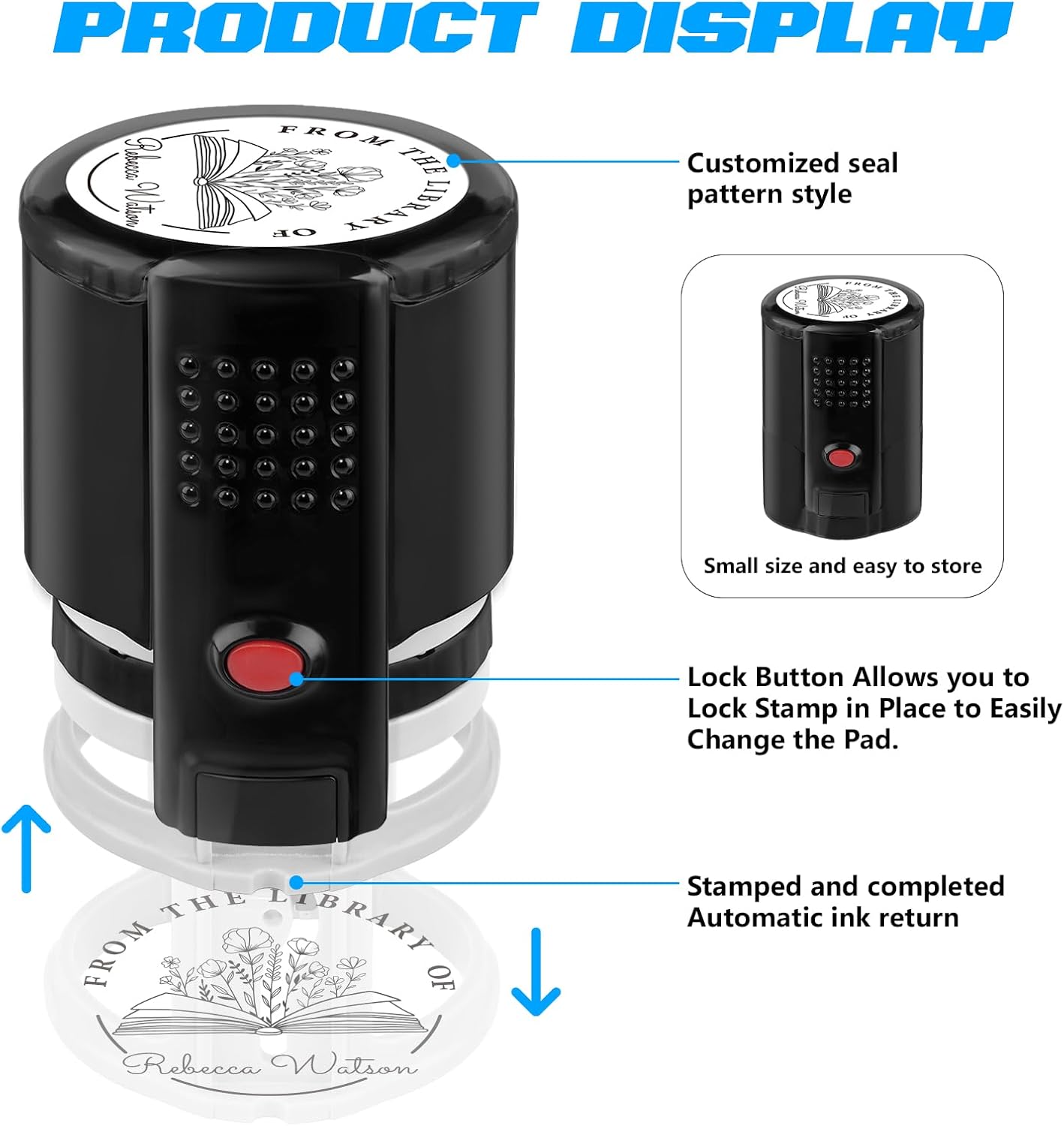 Custom Self-Inking Stamps | Personalized Book Stamp Gift for Book Lovers | 5 Ink Colors (Style10)