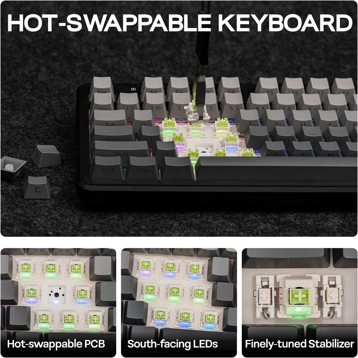 EPOMAKER X Aula F108 PRO Wireless Gaming Keyboard with Screen, 8000mAh Battery, 104 Hot-Swappable and Programmable Keys and Knob, RGB Backlight, for Mac/PC/Android (Black Gradient)