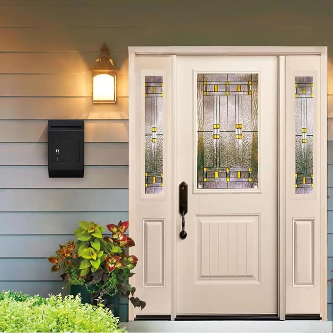 xydled Wall-Mount Mailbox,Heavy Duty Deposit Drop Box Suggestion Box, Locking Metal Key Drop Box with Key Lock, Cash Money Drop Box Safe Storage Box Postbox for Home&Business Use,16.3’’x10’’x4’’,Black