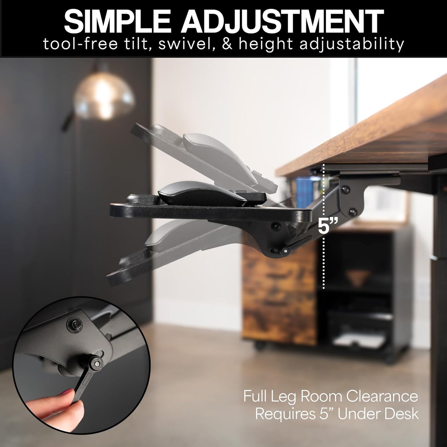 VIVO Adjustable Computer Keyboard and Mouse Platform Tray Ergonomic Under Table Desk Mount Drawer Underdesk Shelf, Light Wood, MOUNT-KB03C