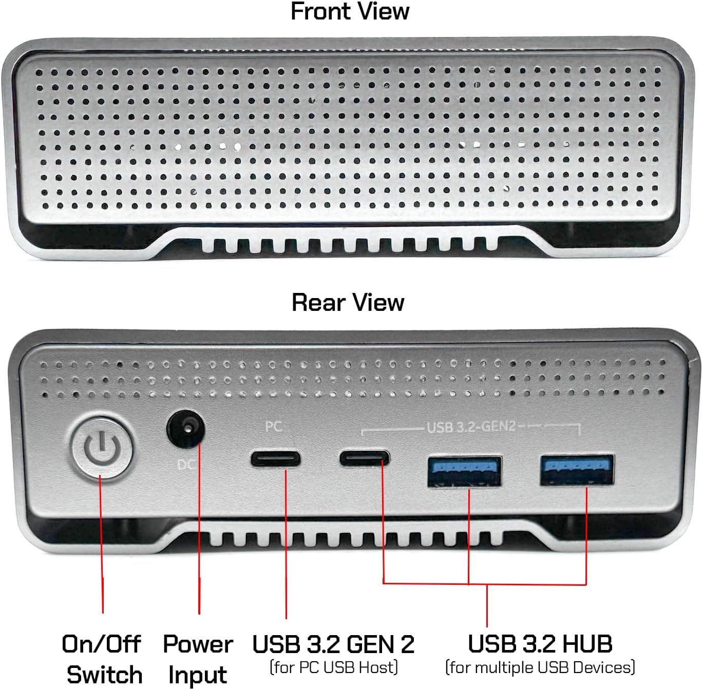 Avolusion PRO-G1 Series 12TB USB 3.2 Gen 2 (10Gbps) USB-C External Hard Drive w/USB HUB for Windows or MacOS Desktop PC/Laptop (Silver) (Renewed)