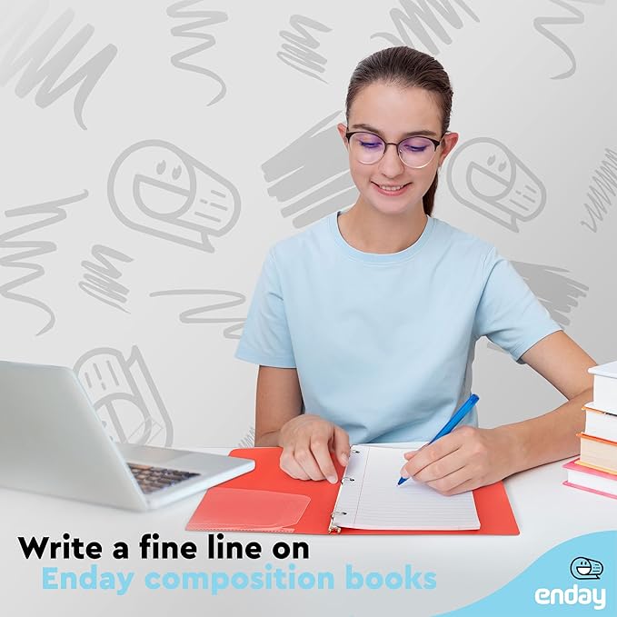 Loose Leaf Paper College Ruled Notebook Paper, 8" x 10.5" Filler Paper White, 3 Hole Punched Binder Paper for 3 Ring Binders, Lined Paper 150 Sheets Per Pack (4 Pack) - By Enday