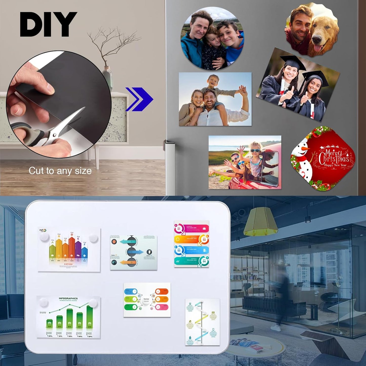 45 Pieces Picture Magnetic Sheets (8X10),Cuttable Photo Magnet Sheets with Adhesive Backing for Home/Classroom/Office/Business