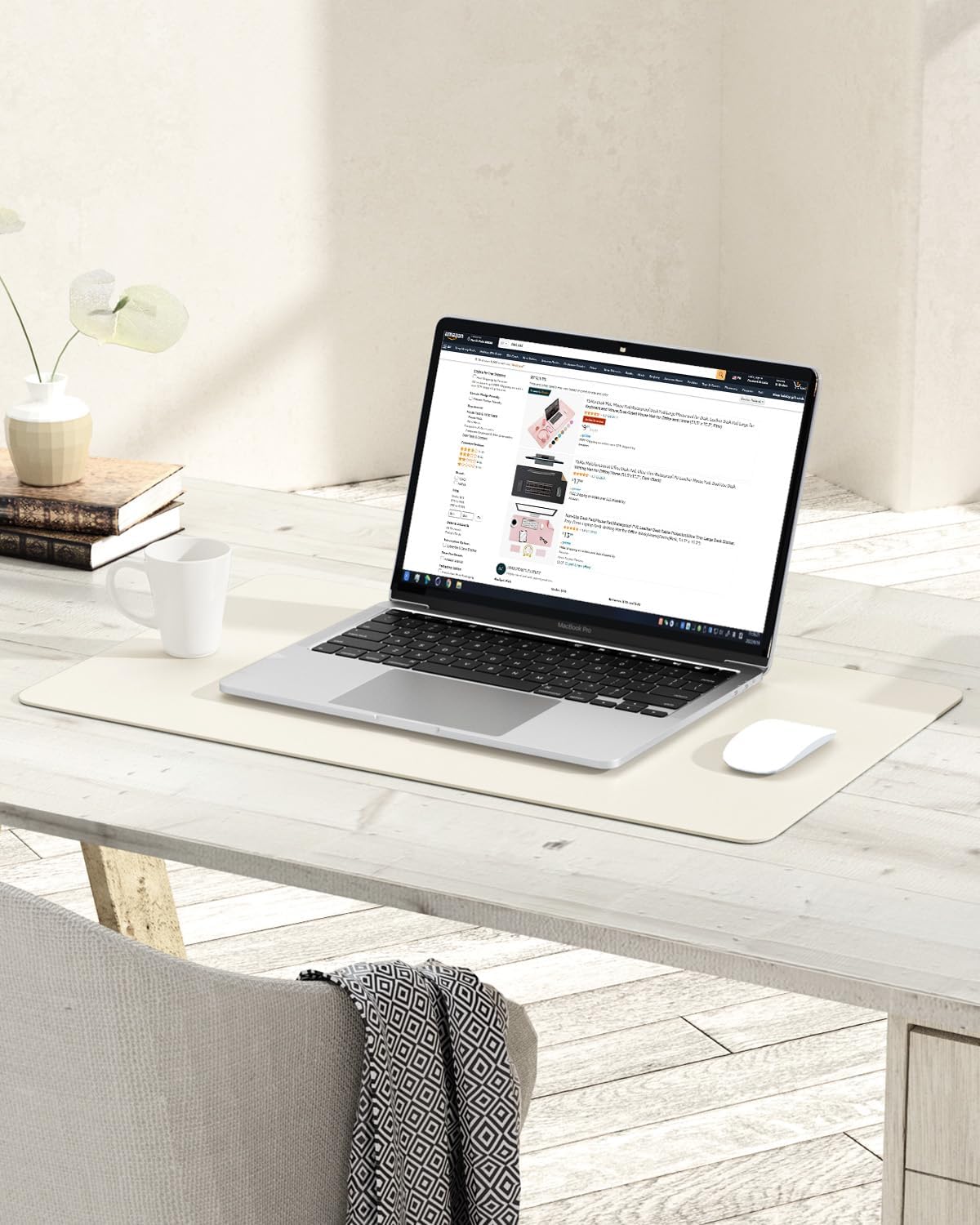 YSAGi Non-Slip Leather Desk Pad, Desk Matt for Desktop, Waterproof Laptop Computer Keyboard Mat, Table Protector Blotter Mat, Large Mouse Pad for Office/Work/Home/Decor(Cream, 23.6" x 13.7")