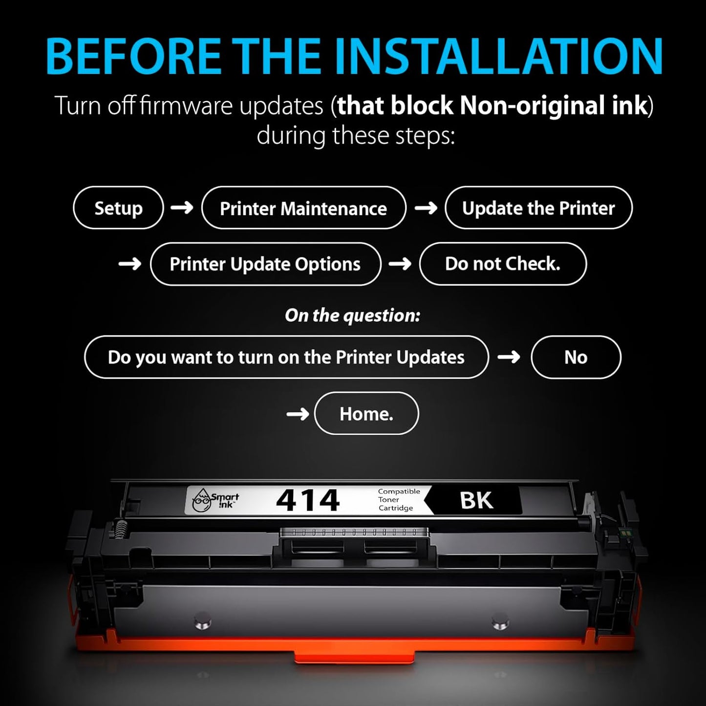 Smart Ink Compatible 414X Toner Cartridge Replacement for HP 414 X with Built-in Chip (4 Pack) to use with Color Laserjet Pro MFP M479fdw M479fdn M479fdw M454dw M454dn (Black Cyan Magenta Yellow)