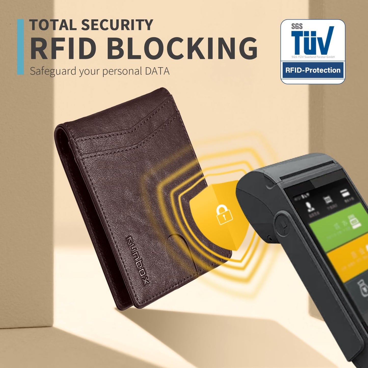 RUNBOX Wallet for Men Slim Rfid Leather 2 ID Window With Gift Box