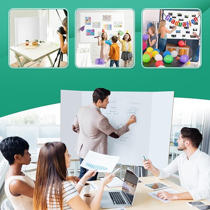 4 Pack Trifold Poster Board 48" X 36", IKAYAS Double Sided White Poster Boards, Science Fair Display Boards Posterboard Foamboard for Mounting, Prints,Art,Display,Projects Classroom Supplies