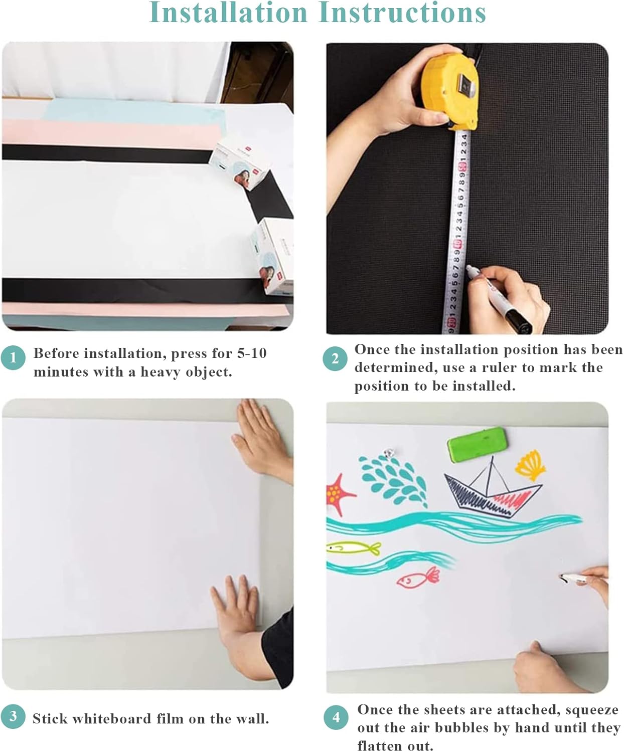 Magnetic Dry Erase Whiteboard Sticker, 24" x 39" Stick on Whiteboard for Wall, Dry Erase Board Peel and Stick for Kids, Office, Home, with Marker, Eraser and Magnets (Adhesive Backing)