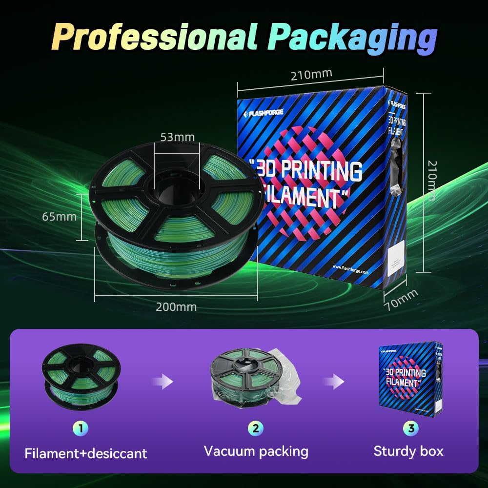 FLASHFORGE Chameleon Gradient Rapid PLA Filament Yellow & Green, High Flow Speedy Filament 1.75mm Max 500mm/s Fast Printing, Displays Shimmering Effects from Various Angles and Light