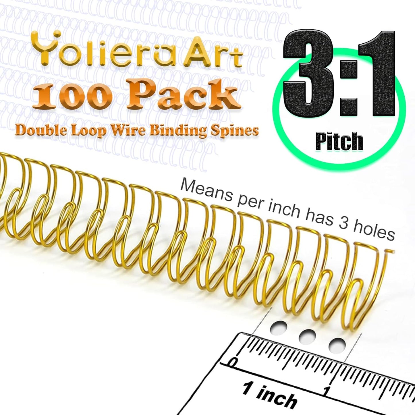 100 Pack Double Loop Wire Binding Spines, YolieraArt Wire Binding Spines, 7/16 Inch Binding Wire for Letter Size (80 Sheet Capacity, 100P, 3:1 Pitch, Black)