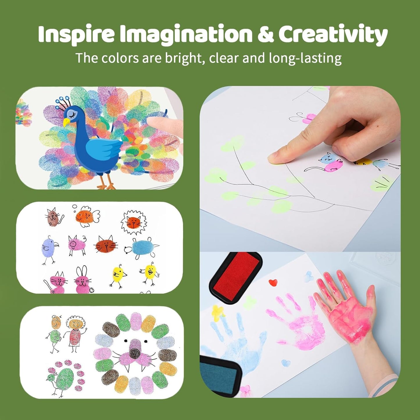 Large Finger Ink Pads for Kids Washable Craft Ink Stamp Pads,Retro12 Color DIY Clear Embossing Ink Pad for Baby Footprint Handprint,Rubber Stamps, Paper, Scrapbooking,Best Gift for Kids and Adult