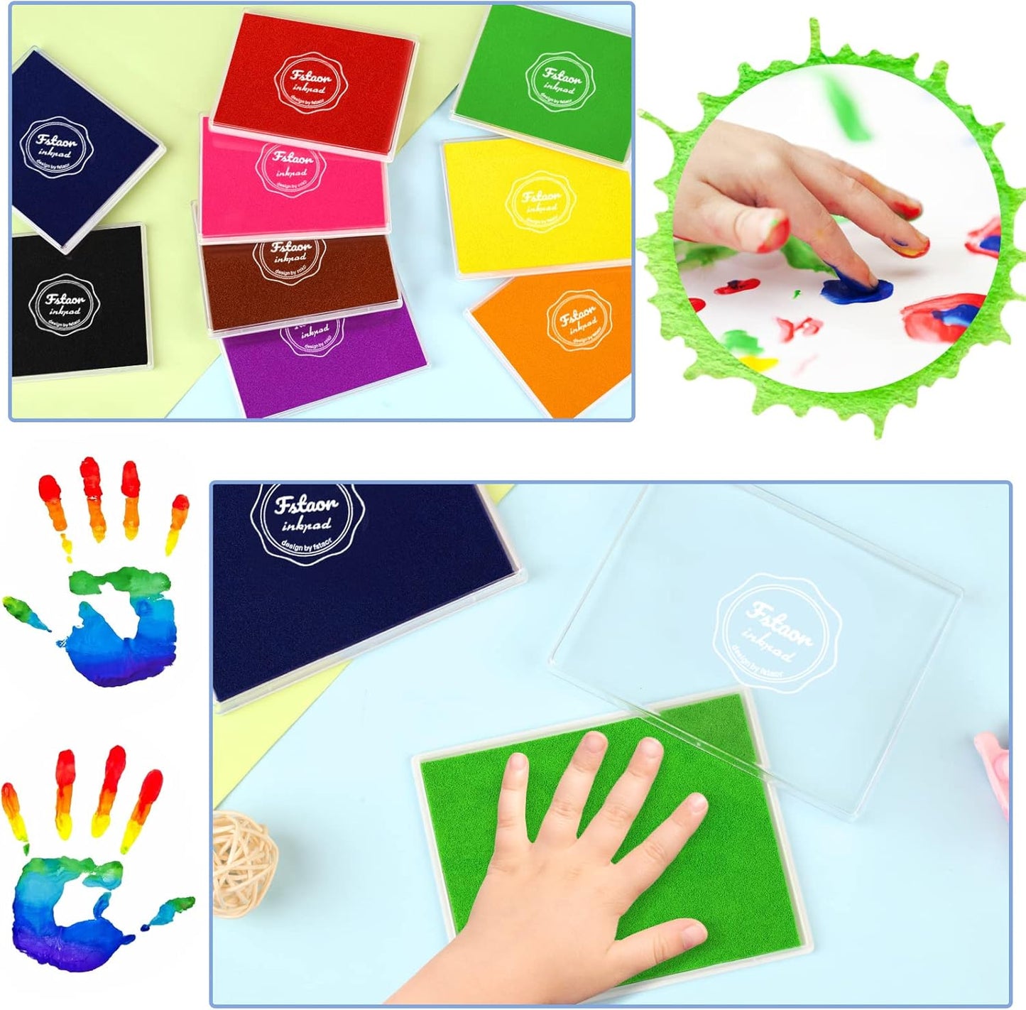 Fstaor Permanent Large Yellow Ink Pad for Rubber Stamps, 5x4 inch Stamp Pads for Kids Paper Wood Fabric (Yellow)