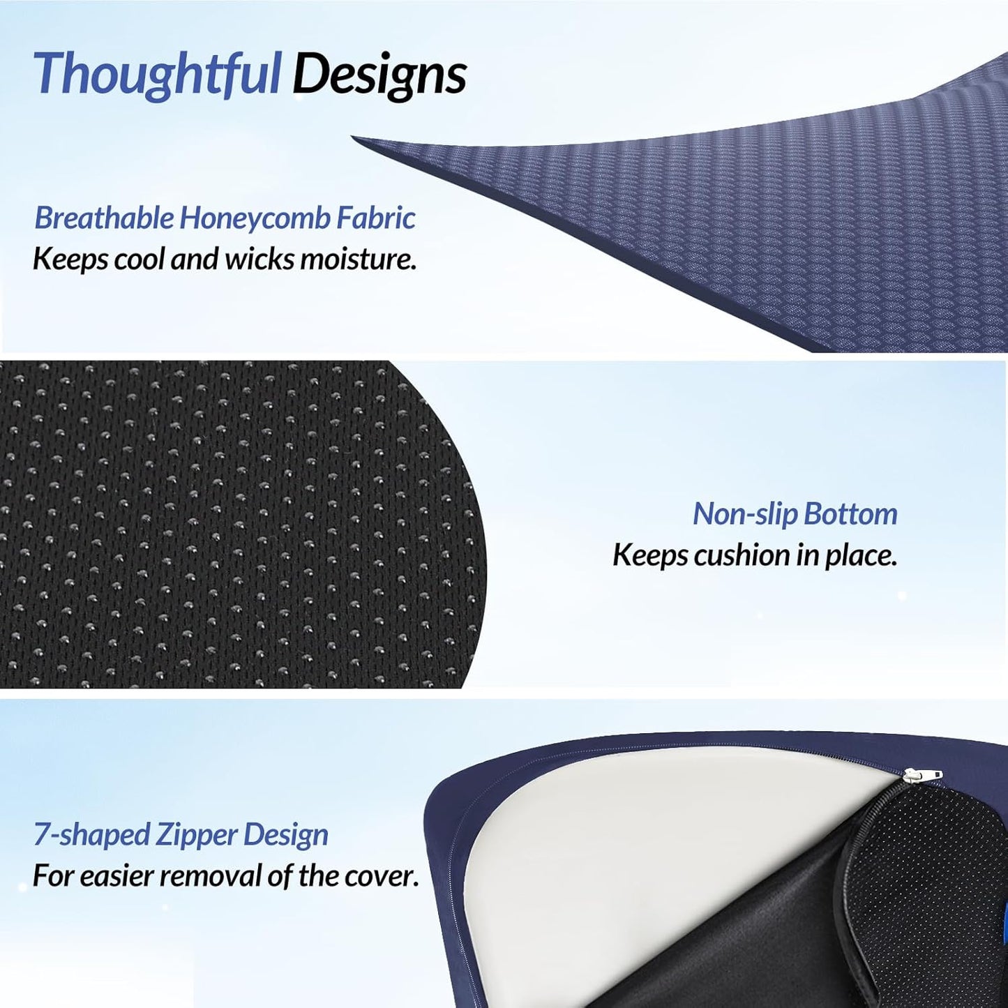 ZIKEE Pioneering Seat Cushion for Pressure Relief, Ergonomic Office Chair Cushion for Sciatica, Back, Hemorrhoids & Tailbone Pain Relief, High-Density Memory Foam Car Seat Cushion with Anti-Slip Base