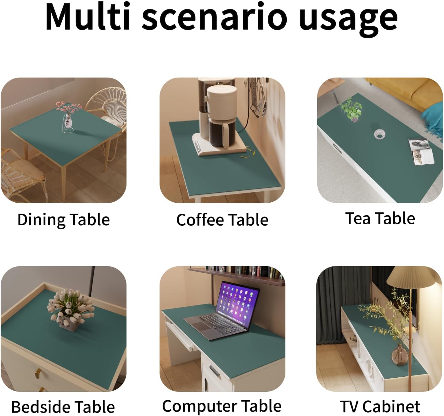 Leather Table Cover,1.8mm Thick,24x60 Inch Desk Cover,Large Desk Mat,Table Protector,Table Cover Protector,Desk Protector,Table Pad,(Aqua Blue+Gray,24x60)