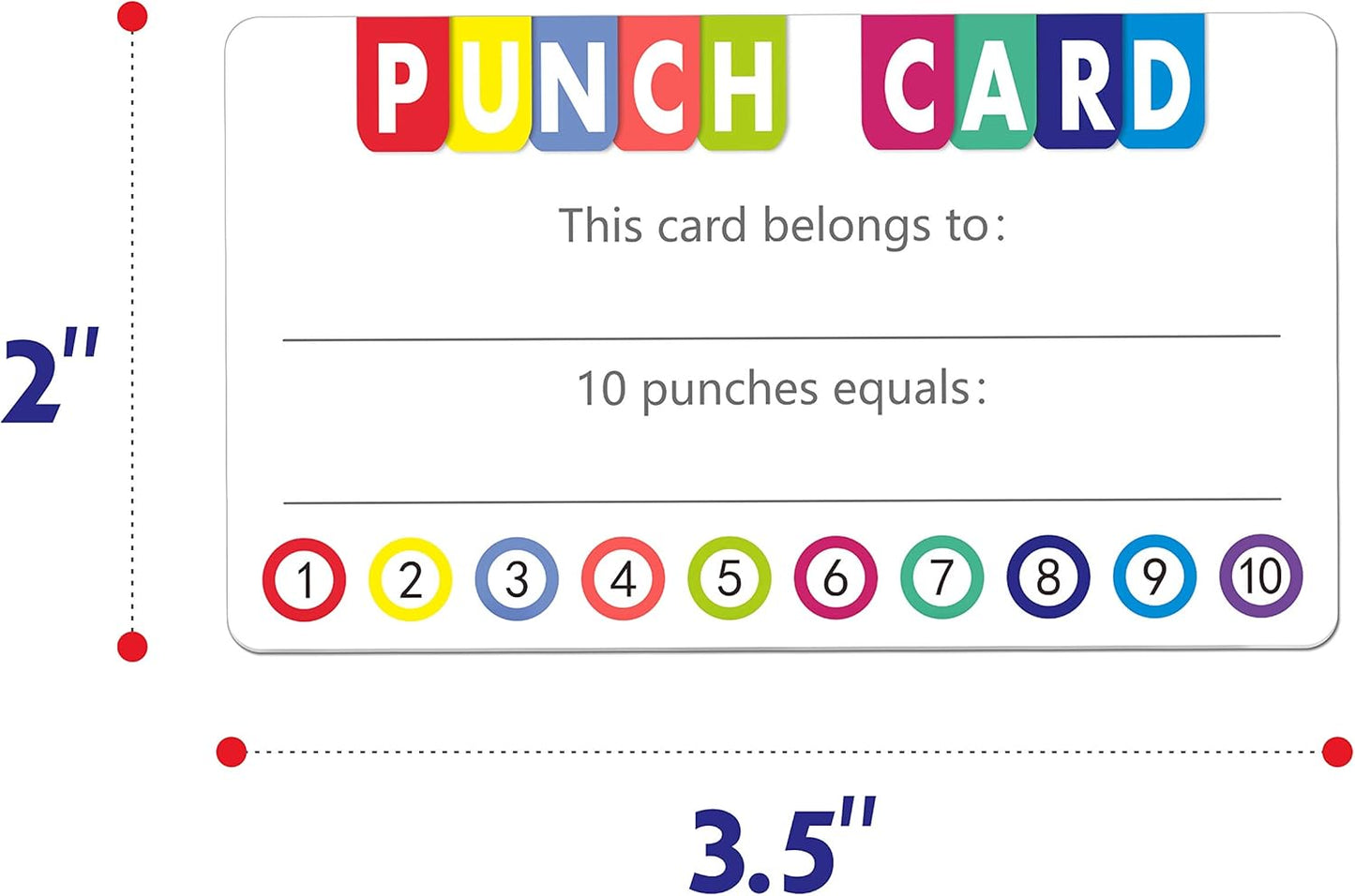102 PCS Punch Cards Incentive Loyalty Reward Card for Classroom Business (3.5" x 2")