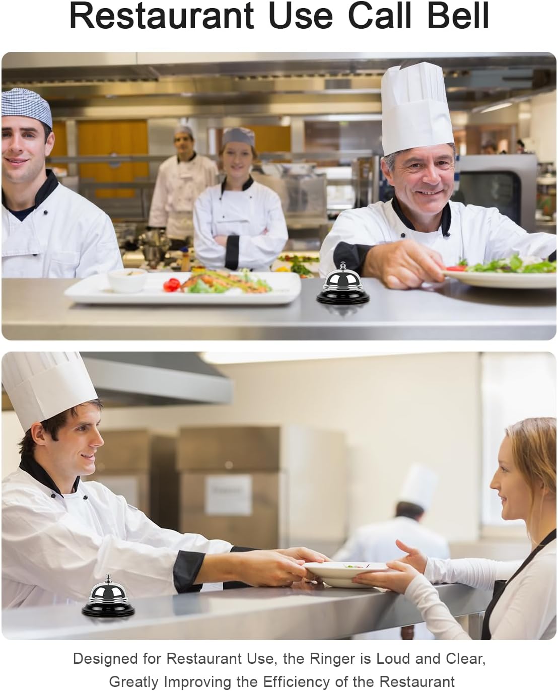 Bell for Desk – Loud & Clear Call Bell with Matte Anti-Rust Steel, Small 3.35" Footprint, Durable Design for Office, Reception, Classroom, and Hotel Use