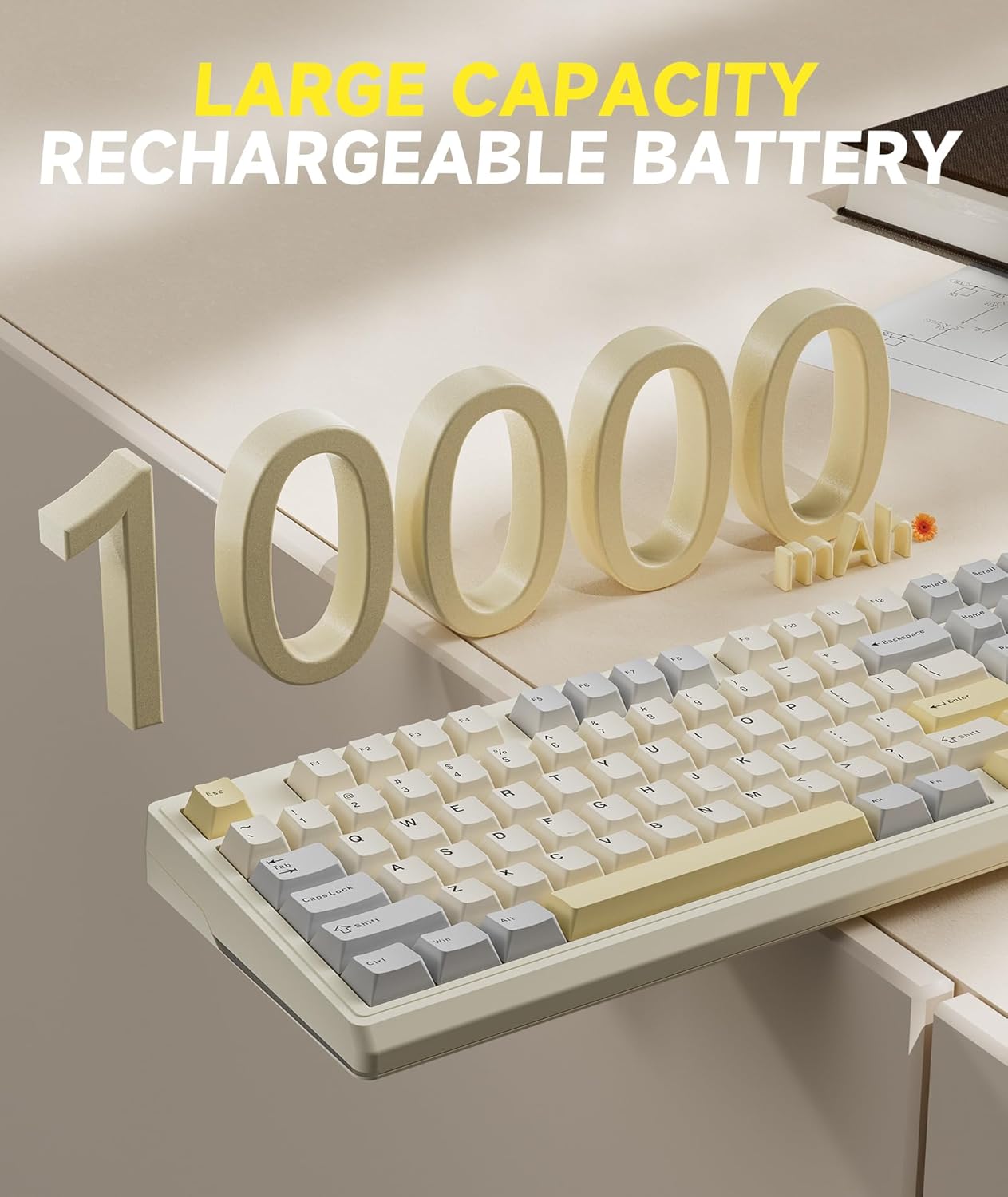 KI99 Pro 96% Wireless Mechanical Gaming Keyboard, Creamy Keyboard with Number Pad, Hot-Swappable Pre-Lubed Switches, Gasket Structure RGB Keyboards for Gamer/PC/Laptop(Beige White)