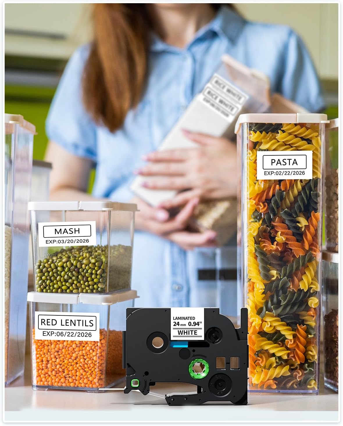 Markdomain Compatible TZe-251 TZe TZ 24mm 0.94 Black on White Label Tape Replacement for Brother PTD600 PTD600VP PTP700 PTP710BT PTP750W P Touch 24mm.94 White TZE251 TZ-251 Label Refills, 6-Pack